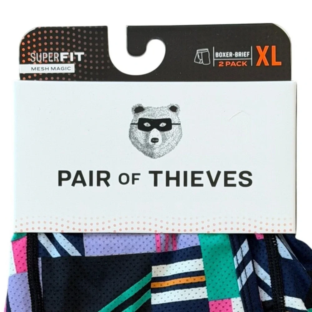 Pair of Thieves SuperFit Boxer Briefs XL Multicolor/Black (2) Pack **NEW**